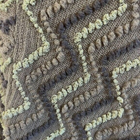 BCBGMaxAzria Asymmetrical Womens Brown Poncho Sweater Boho Chunky Knit Shawl OS - Picture 10 of 12